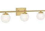 Yhtlaeh 24 Inch 3 Bathroom Vanity Light, Brushed Brass & Milk Glass Globes. Fixed Price $49.99.