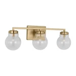 Renny 31 In. 3-LIGHT Satin Brass Vanity With Clear Glass Shades. Fixed Price $60.00.