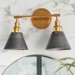 Lnc Vintage Gold/gray Modern Vanity Light With Bell/cone Shades. Fixed Price $59.57.