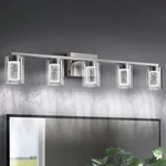 Bathroom Light Fixtures, 5 Brushed Nickel Vanity Over Mirro. Fixed Price $172.99.