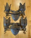 Pair Of Antique Iron Metal Wall Sconce Indoor Light Fixture Arts & Crafts. Fixed Price $170.00.