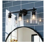 Lnc Modern 22" 3-LIGHT Black Bathroom Vanity Clear Glass Cylinder Powder Sconce. Fixed Price $31.43.