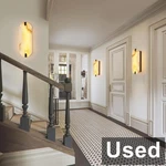 Dluce 2 Set, 14.17" Alabaster, Natural Marble Wall Sconces, Matte Black. Fixed Price $96.01.