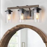 Lnc Weyland 20" 3-LIGHT Farmhouse Vanity Rust Black Glass Shades. Fixed Price $80.48.