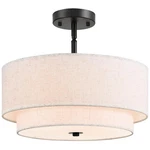 16" Semi Flush Mount Ceiling Light, Black 3 Double Drum Fabric Lampshad.... Fixed Price $107.89.