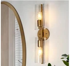 Uolfin Wall Cylinder 2-LIGHT Brass Gold Seeded Glass Shades. Fixed Price $26.05.