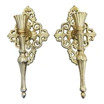 Vintage Brass Wall Sconces Ornate Gold Candle Holders Pair Antique Style Decor. Fixed Price $49.00.