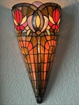 Tiffany Style Stained Glass Crowned Wall Sconce Lamp 20X10" Amora Beautiful Nib. Fixed Price $100.00.