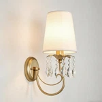 Vintage Wall Sconces, Gold Lighting With Fabric Shades & Crystal.... Fixed Price $72.75.
