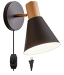 Clankin Plug Wall Sconces Lighting For Bedroom, Black Dimmable Wood Style. Fixed Price $38.00.
