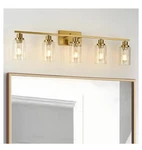 Jonsi 5 Light Gold Bathroom Vanity Fixture Clear Glass Modern Wall Nib. Fixed Price $68.99.