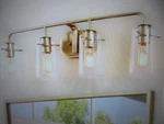 Uolfin Gold Vanity For Bathroom 31IN. 4-LIGHT Wall With Seeded Glass. Fixed Price $56.95.