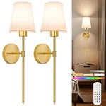 Tislyco Battery Operated Wall Sconces Set Of 2, Gold Rechargeable Lamps Wit. Fixed Price $59.83.
