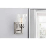 Hampton Bay Wakefield 5.25 In. 1-LIGHT Brushed Nickel Modern Wall Mount Sconce. Fixed Price $17.90.