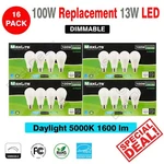 Maxlite Dimmable Led 13W Daylight Bulb A19 100W Replacement 5000K- 16 Pack. Fixed Price $36.95.
