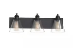 Hampton Bay Manor 24 In. 3-LIGHT Matte Black Bathroom Vanity W/clear Glass. Fixed Price $79.99.