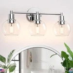 3-LIGHT Chrome Bathroom Vanity Fixture, Industrial Farmhouse Wall Sconce. Fixed Price $103.48.