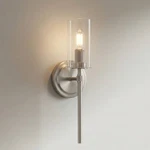 Possini Euro Murdock 15 1/2"H Brushed Nickel Clear Glass Wall Sconce. Fixed Price $149.99.