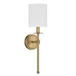 Savoy House 1-LIGHT 20" Wall Sconce, Natural Brass/white Fabric M90057NB. Fixed Price $118.00.