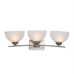 Yosemite Home Decor Alta Peak 3 Light Bathroom Vanity Satin Steel/white Glass. Fixed Price $55.44.