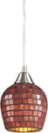 Elk Lighting 528-1CPR Pendant Satin Nickel And Copper Mosaic Glass. Fixed Price $150.00.