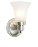 504977 Village Traditional 1 Light Indoor Dimmable Wall Sconce W/ Frosted Flute. Fixed Price $25.99.