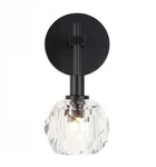Alsy 1-LIGHT Black Wall Sconce With Clear Captured Crystal Glass Shade. Fixed Price $15.19.
