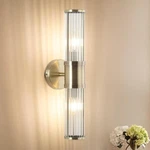 Ecobrt 2-LIGHT Modern Vanity Wall Sconce Brushed Bronze Glass Rod Bathroom -ob. Fixed Price $52.49.
