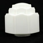 Art Deco Skyscraper Milk Glass Ceiling Light Shade Vtg Architectural Fixture. Fixed Price $189.99.