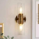 Lnc Modern 2-LIGHT Brass Wall Sconce With Cylinder Clear Glass Shades 13.4 In.. Fixed Price $24.99.