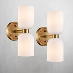 Claxy Gold Wall Sconces Set Of Two 2-LIGHT Modern Bath Vanity Lights With Mil.... Fixed Price $208.17.