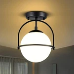 Flush Mount Globe Ceiling With Opal Glass Shade, Black E26 Base 1-LIGHT. Fixed Price $44.99.