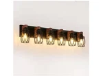 Sunpez 38 In. 6 Light Bathroom Vanity With Metal Cage Over Mirror, Walnu. Fixed Price $120.00.