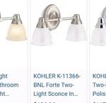 Kohler Forte 11366-BNL Double Wall Sconce Brushed Nickel 2-LIGHT Open Box. Fixed Price $49.00.