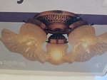 Angelo Lighting 3 Flush Mount Ceiling Fixture Antique Brass Tulip Glass. Fixed Price $35.00.