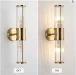 Mid-century Wall Sconces Brass Glass Rod 2-LIGHT Vanity Light.... Fixed Price $35.00.