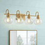 Home Decorators Halyn 31.375 Vintage Brass Bathroom Vanity Light. Fixed Price $44.99.