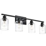 Vinluz 4-LIGHTS Black Bathroom Vanity Fixtures With Clear Cylinder Glas.... Fixed Price $147.13.