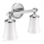 Moen Flara 2-LIGHT Bathroom Vanity Fixture Chrome Frosted Glass YB0362. Fixed Price $122.49.