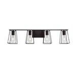 Sunpez 34.2 In. Wide 4-LIGHT Modern Industrial Bronze Bathroom Vanity. Fixed Price $39.99.