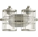 Quorum Ellis 2-LIGHT Bathroom Vanity In Tumbled Steel. Fixed Price $160.00.