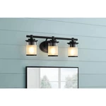 Hampton Bay Truitt 23.25" 3-LIGHT Matte Black Vanity Clear Frosted Glass Shades. Fixed Price $35.99.