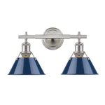 Golden 3306-BA2-PW-NVY Orwell 18.25" 2-LIGHT Bath Vanity In Pewter W/ Navy Blue. Fixed Price $239.99.