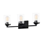 Justice Evolv Cilindro 3-LIGHT Bath Bar, Clear Glass/black FSN-8093-CLER-MBLK. Fixed Price $158.40.