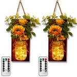 Ourwarm Wall Sconces Set Of Two, Mason Jar Sunflower, White. Fixed Price $47.10.
