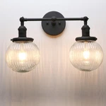 Permo 2 Lights Sconce Industrial Wall Lighting Ribbed Globe Glass. Fixed Price $176.46.