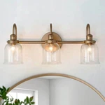 Lnc 3 Light Brass Gold Vanity Seeded Glass A04271. Fixed Price $62.26.