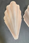 Set Of 3 Quoizel Art Deco Reproduction Frosted Shell Slip Shades Pink Glass. Fixed Price $60.00.