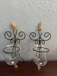 Set Of Two Vintage Iron Candle Holding Wall Sconces, Princess House 5351A -5351B. Fixed Price $180.00.