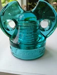 Dark Aqua Columbia Glass Insulator CD263 With Amber Inclusion. Pat. MAY12, 1891. Fixed Price $475.00.